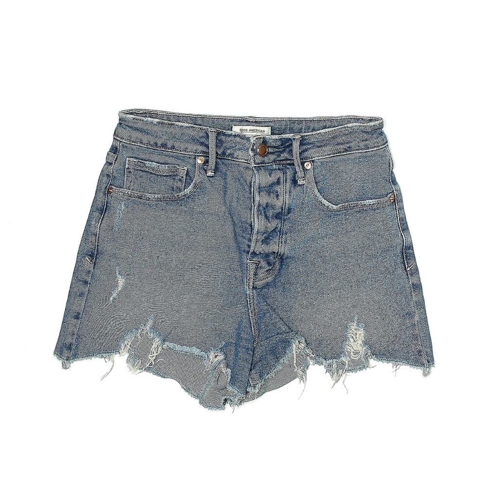 Good American Blue Jean Shorts High-Waisted Distressed